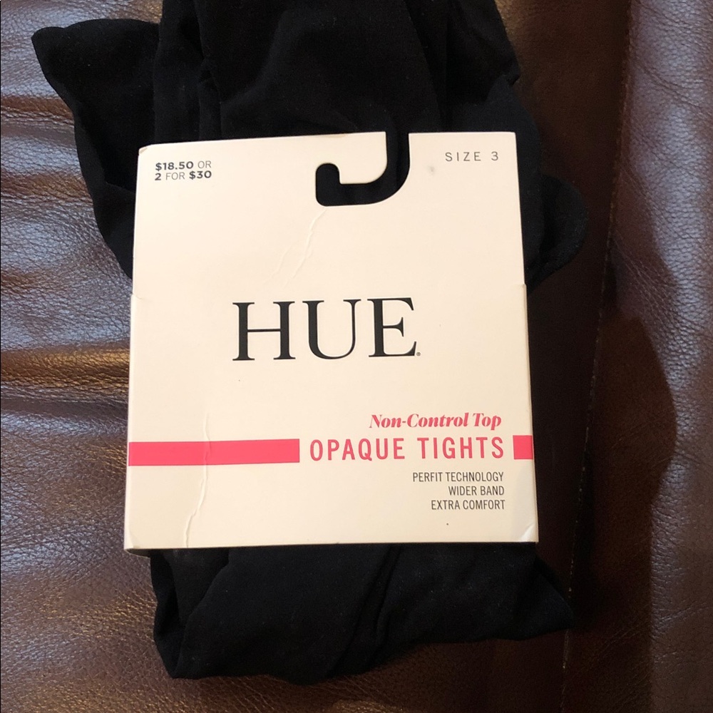 HUE Black Opaque Tights - Non-Control Top - Picture 1 of 6